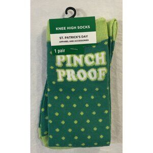 St Patrick's Day Knee High Socks Green Pinch Proof Adult One Size Fits Most